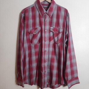 Dixxon Flannel Company Shirt Mens XL Red Gray Plaid Syrah Bamboo Long Sleeve